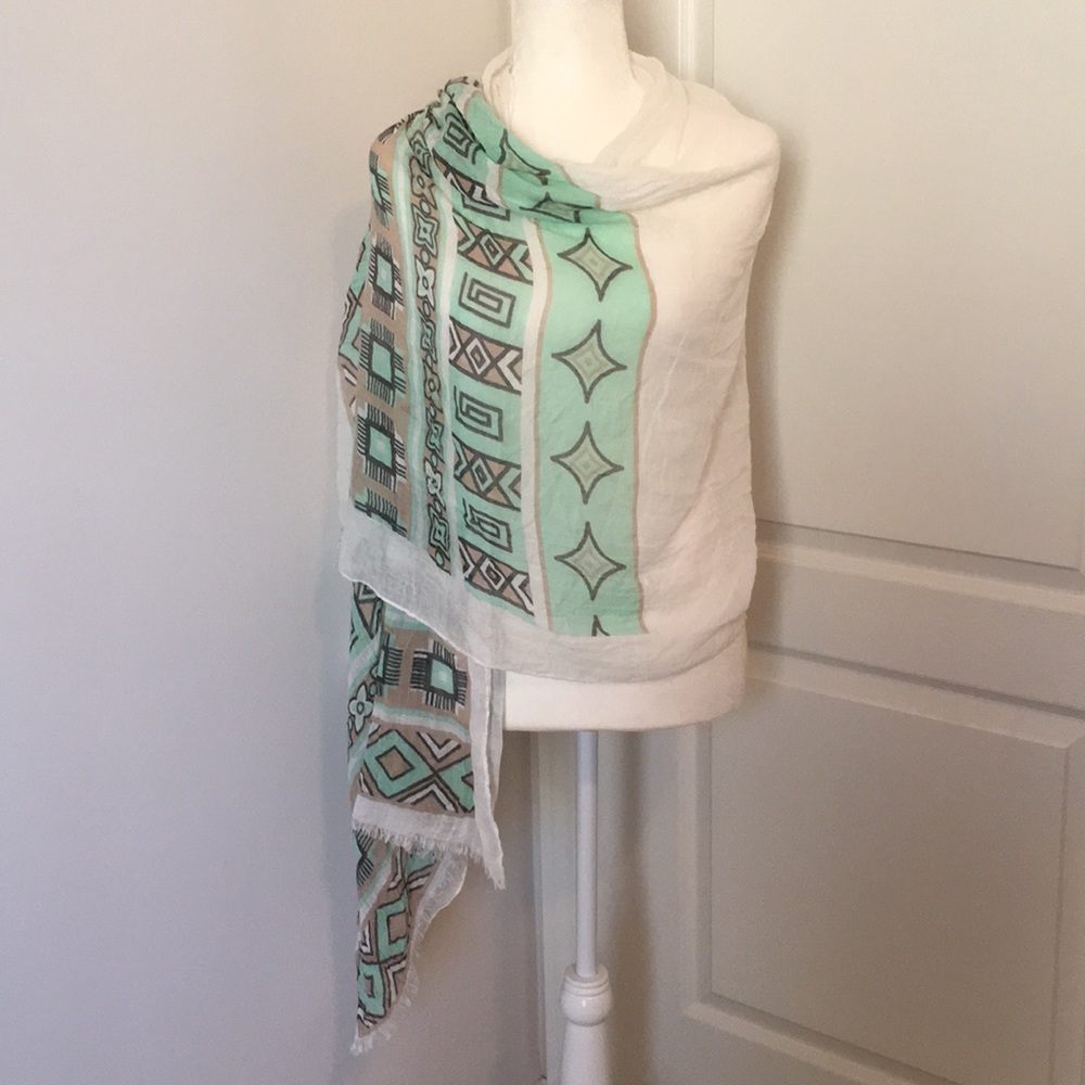 Aztec Print Frayed Scarf Shawl Wrap